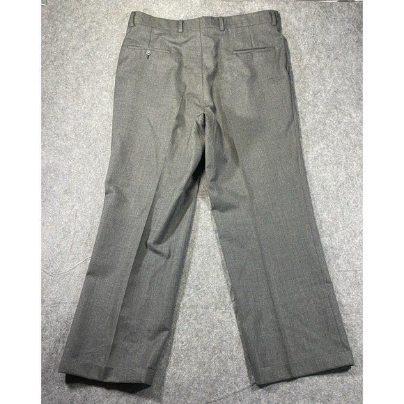 Dress Pants Mens Size 35 Inches Grey Creased Pleated Preppy Academia - Picture 12 of 12